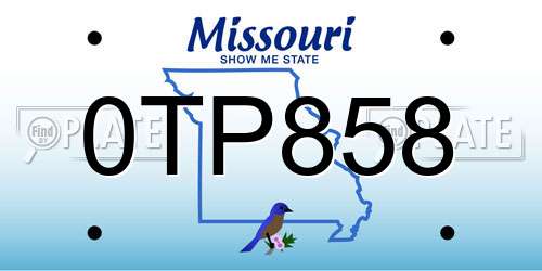 0TP858 Missouri License Plate