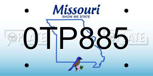 0TP885 Missouri License Plate