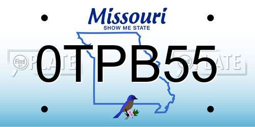 0TPB55 Missouri License Plate