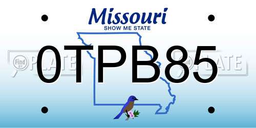 0TPB85 Missouri License Plate