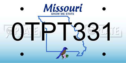 0TPT331 Missouri License Plate
