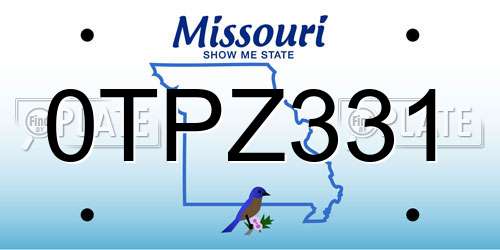 0TPZ331 Missouri License Plate