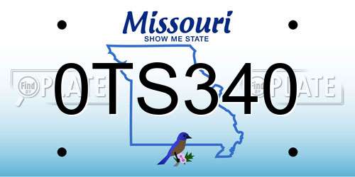 0TS340 Missouri License Plate