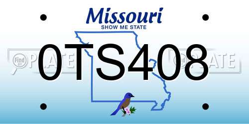 0TS408 Missouri License Plate