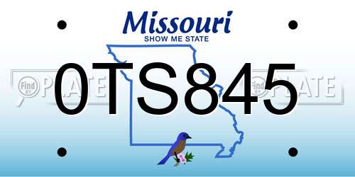 0TS845 Missouri License Plate