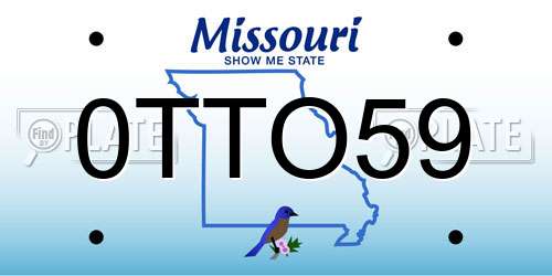 0TTO59 Missouri License Plate
