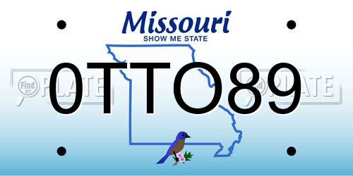 0TTO89 Missouri License Plate