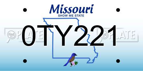 0TY221 Missouri License Plate