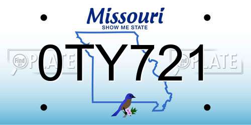 0TY721 Missouri License Plate
