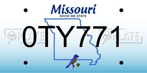 0TY771 Missouri License Plate