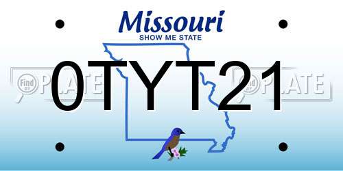 0TYT21 Missouri License Plate