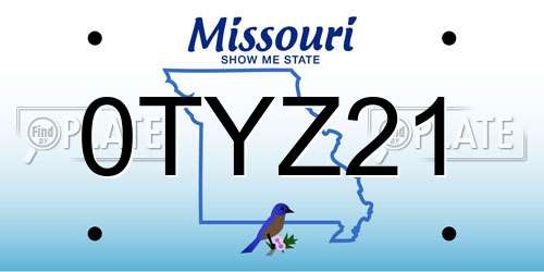 0TYZ21 Missouri License Plate