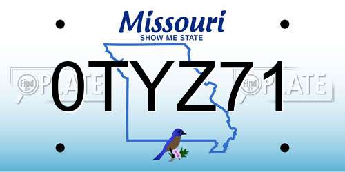 0TYZ71 Missouri License Plate