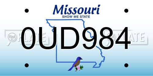 0UD984 Missouri License Plate