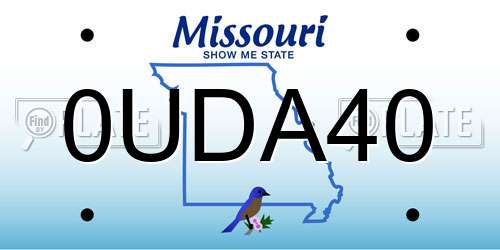 0UDA40 Missouri License Plate