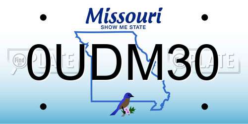 0UDM30 Missouri License Plate