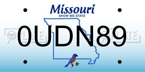 0UDN89 Missouri License Plate