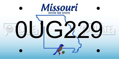 0UG229 Missouri License Plate