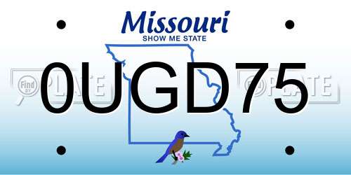 0UGD75 Missouri License Plate