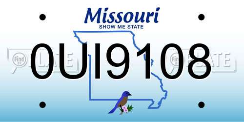 0UI9108 Missouri License Plate