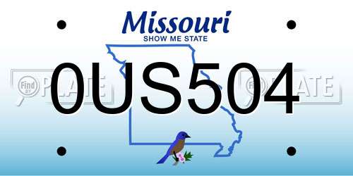 0US504 Missouri License Plate