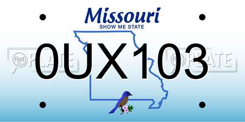 0UX103 Missouri License Plate