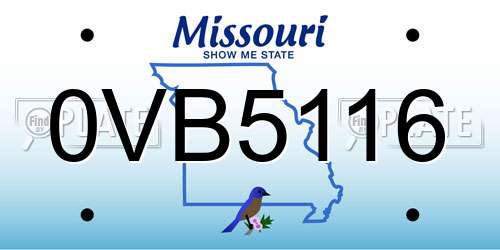 0VB5116 Missouri License Plate