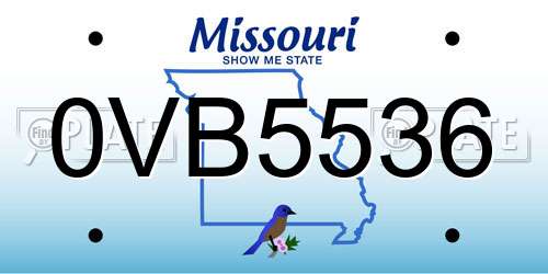0VB5536 Missouri License Plate