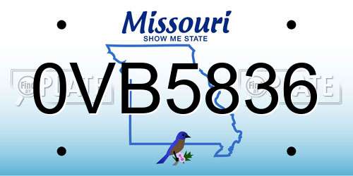 0VB5836 Missouri License Plate