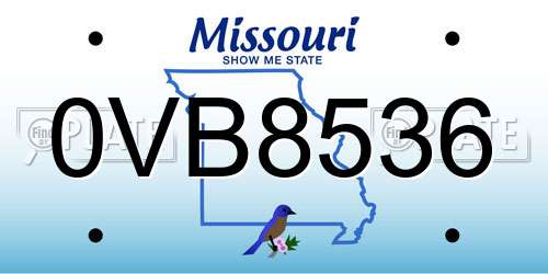 0VB8536 Missouri License Plate