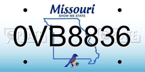 0VB8836 Missouri License Plate