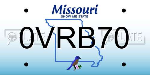 0VRB70 Missouri License Plate