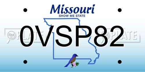 0VSP82 Missouri License Plate