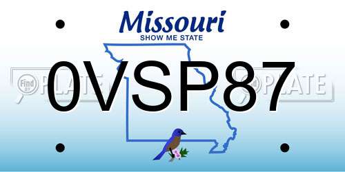 0VSP87 Missouri License Plate