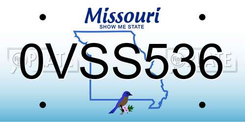 0VSS536 Missouri License Plate