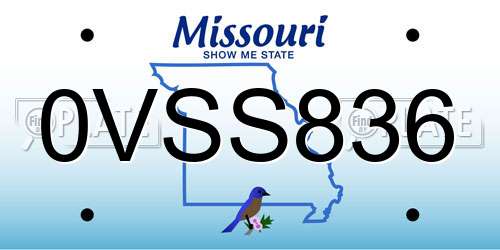 0VSS836 Missouri License Plate