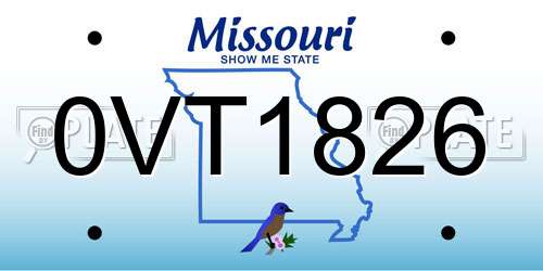 0VT1826 Missouri License Plate