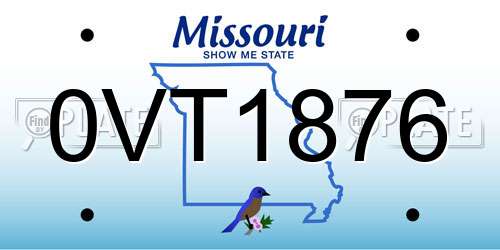 0VT1876 Missouri License Plate