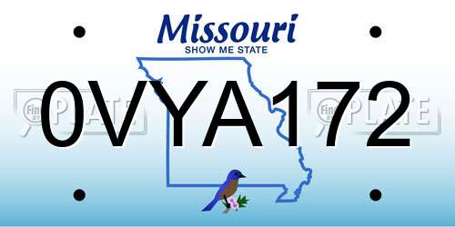 0VYA172 Missouri License Plate