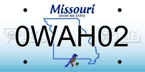 0WAH02 Missouri License Plate