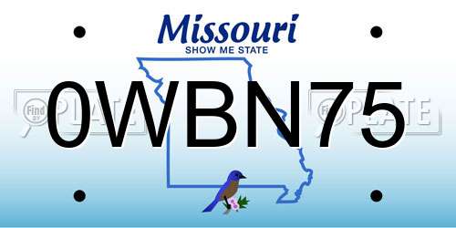 0WBN75 Missouri License Plate