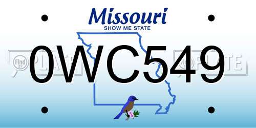 0WC549 Missouri License Plate