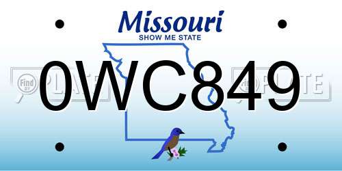 0WC849 Missouri License Plate