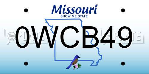 0WCB49 Missouri License Plate