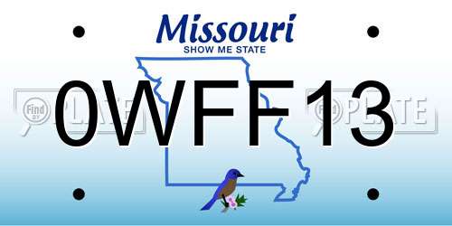 0WFF13 Missouri License Plate