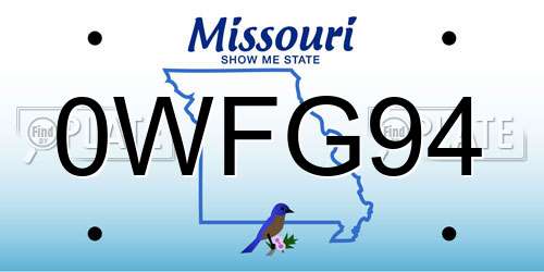 0WFG94 Missouri License Plate