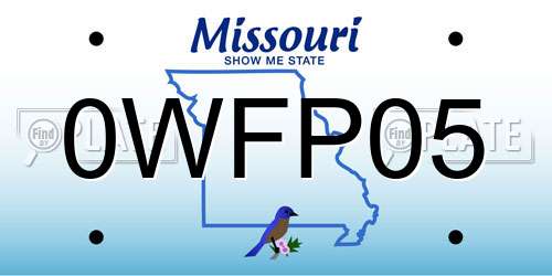 0WFP05 Missouri License Plate