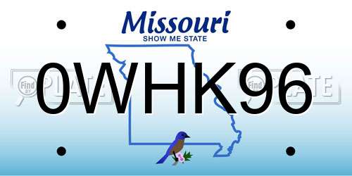 0WHK96 Missouri License Plate