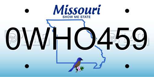 0WHO459 Missouri License Plate