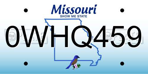 0WHQ459 Missouri License Plate